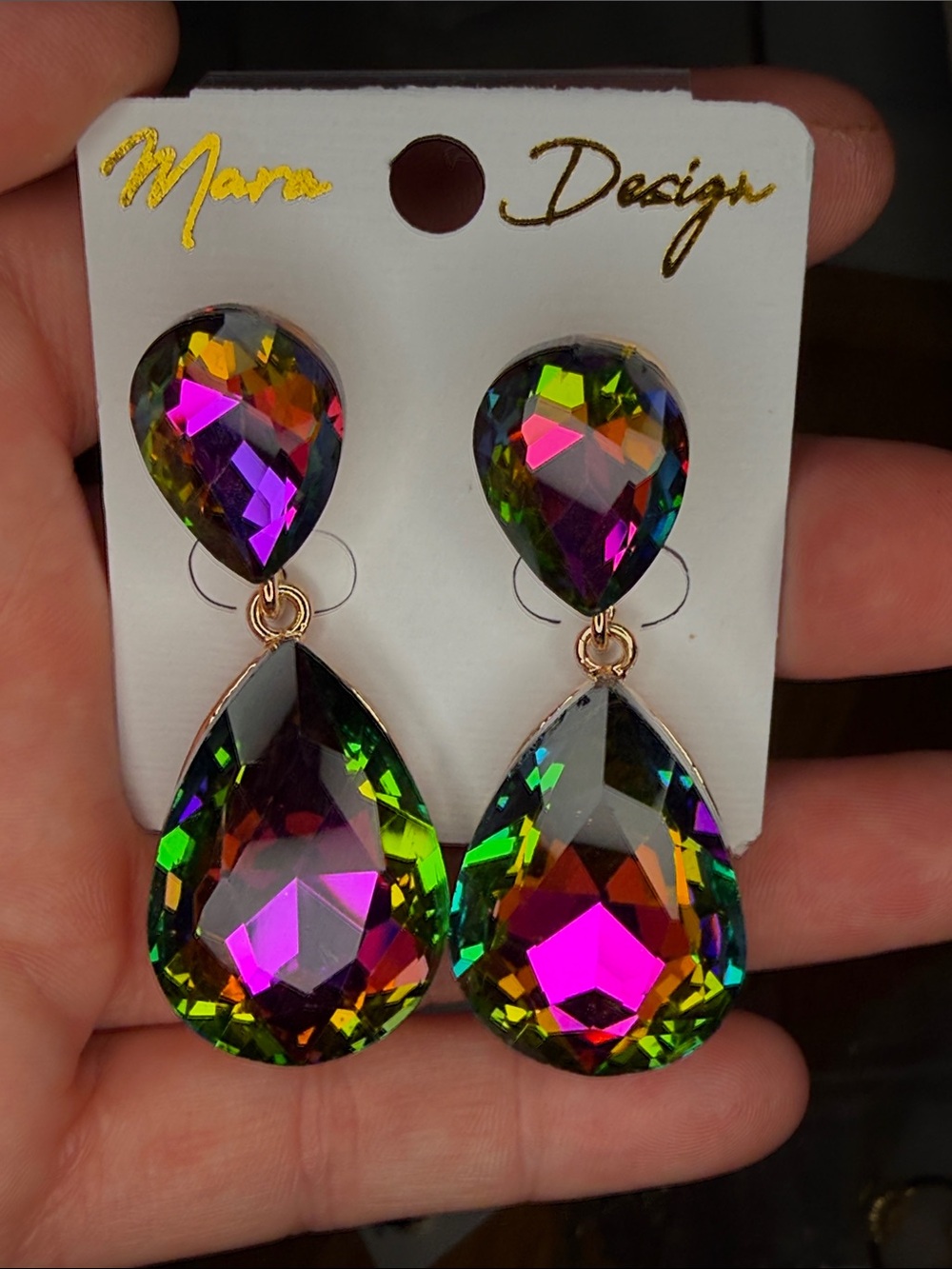 Multicolor Teardrop Crystal Drop Earrings